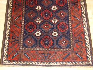 Antique Baluch rug from Khorassan region of Eastern Persia with a well drawn mina khani lattice design. www.knightsantiques.co.uk 

Size: 5ft 5in x 2ft 11in (164 x 90cm).

Circa 1900.

A good Baluch rug with  ...