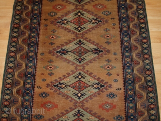 Antique Caucasian Derbent rug of very fine weave and a soft colour palette. www.knightsantiques.co.uk 

Size: 4ft 10in x 3ft 5in (147 x 103cm).

Circa 1900.

The town of Derbent is located on the coast  ...