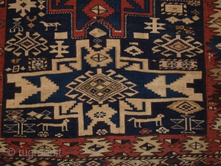 Antique Caucasian Shirvan rug with 'Lesghi star' design. www.knightsantiques.co.uk 

Size: 5ft 0in x 3ft 6in (152 x 107cm).

Circa 1890.

A superb Caucasian rug with a single vertical row of three 'Lesghi Stars', Superb  ...