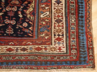 Antique South Caucasian Kurdish or Shahsavan runner, with all over boteh and shrub design. www.knightsantiques.co.uk 

Size: 12ft 11in x 3ft 11in (394 x 120cm). 

Circa 1880.

The indigo field is filled with large  ...