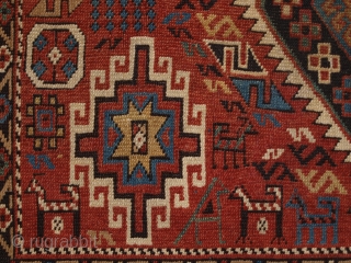 Antique Caucasian Daghestan rug with two diamond medallions on a soft terracotta red ground. www.knightsantiques.co.uk 

Size: 5ft 10in x 4ft 0in (178 x 123cm).

Circa 1890.

An excellent Daghestan rug with two large central  ...