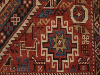 Antique Caucasian Daghestan rug with two diamond medallions on a soft terracotta red ground. www.knightsantiques.co.uk 

Size: 5ft 10in x 4ft 0in (178 x 123cm).

Circa 1890.

An excellent Daghestan rug with two large central  ...