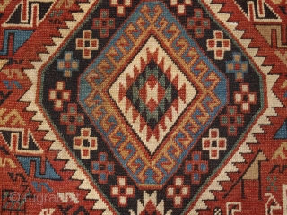 Antique Caucasian Daghestan rug with two diamond medallions on a soft terracotta red ground. www.knightsantiques.co.uk 

Size: 5ft 10in x 4ft 0in (178 x 123cm).

Circa 1890.

An excellent Daghestan rug with two large central  ...