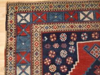 Antique South Caucasian Karabagh or Armenian Kazak rug with triple linked medallion with a X box border. www.knightsantiques.co.uk 

Size: 7ft 7in x 4ft 1in (230 x 125cm).

Circa 1900.

A superb example of a  ...