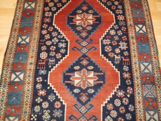 Antique South Caucasian Karabagh or Armenian Kazak rug with triple linked medallion with a X box border. www.knightsantiques.co.uk 

Size: 7ft 7in x 4ft 1in (230 x 125cm).

Circa 1900.

A superb example of a  ...