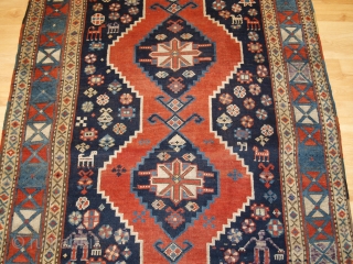 Antique South Caucasian Karabagh or Armenian Kazak rug with triple linked medallion with a X box border. www.knightsantiques.co.uk 

Size: 7ft 7in x 4ft 1in (230 x 125cm).

Circa 1900.

A superb example of a  ...