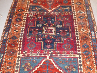 Antique Eastern Anatolian Kurdish Yuruk long rug with three boxed medallion design. www.knightsantiques.co.uk 

Size: 7ft 1in x 4ft 3in (216 x 130cm).

Circa 1880.

An excellent example of a Yuruk long rug, with a  ...