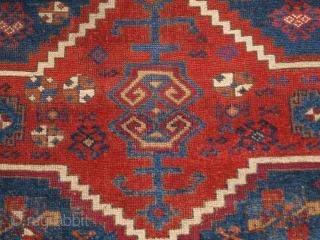 Antique Eastern Anatolian Kurdish Yuruk long rug with three boxed medallion design. www.knightsantiques.co.uk 

Size: 7ft 1in x 4ft 3in (216 x 130cm).

Circa 1880.

An excellent example of a Yuruk long rug, with a  ...