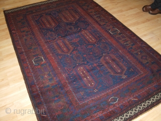 Antique Afghan Timuri Baluch rug from Western Afghanistan. www.knightsantiques.co.uk 
Size: 8ft 0in x 4ft 11in (245 x 151cm). 
Circa 1880.

A good Timuri Baluch rug from Western Afghanistan, with very dark indigo blue  ...