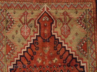 Antique Turkish Mujur prayer rug of classic design with a superb range of colours. www.knightsantiques.co.uk
Size: 6ft 1in x 4ft 9in (186 x 145cm).

Mid 19th century.

Mujur is in central Anatolia, this rug is  ...