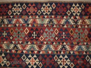 Antique South Caucasian Shirvan kilim of outstanding colour and traditional banded design. www.knightsantiques.co.uk Size: 10ft 2in x 5ft 9in (309 x 176cm). 

Circa 1880.

A very good example of type, with a banded  ...
