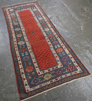 Antique Caucasian Talish long rug with a narrow red field.
Circa 1880.
Size: 7ft 5in x 3ft 2in (225 x 97cm).
This is a pleasing example of a Talish long rug, it has a classic ...