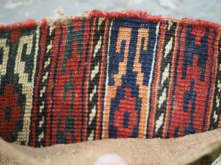 Antique Yomut Turkmen spindle bag, used for the storage of spinning bobbins.
Circa 1880.
Size: 1ft 7in x 10in (50 x 26cm).
A small spindle bag complete with plain weave back, these bags known by  ...