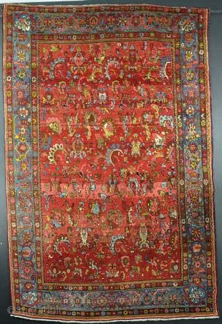 An unusual Bijar rug, very fine with great wool very saturated vegitable dyes. An abstract design that Ive never encountered before. The piece is in very good pile, but has a slight  ...