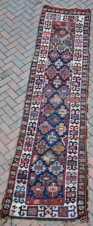 A very funky Shassavan long rug in distressed condition. Circa 1880. Good for a restorer. Very Freindly price!               