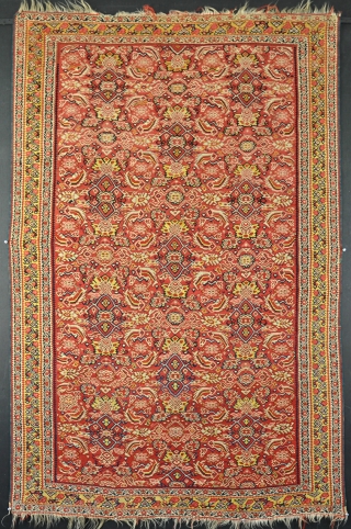 Very Fine antique Senneh Kilim with beautiful colours. Woven on fine wool. Slightly fraying ends, otherwise very clean in excellent original condition. Circa 1870. 197x129cm        