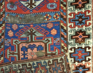 An exceptional East Anatolian Kurdish rug, very strong graphic quality, with good dyes and excellent wool. Some wear, dirty, but untouched and easily restored as all foundation is there with kilims top  ...