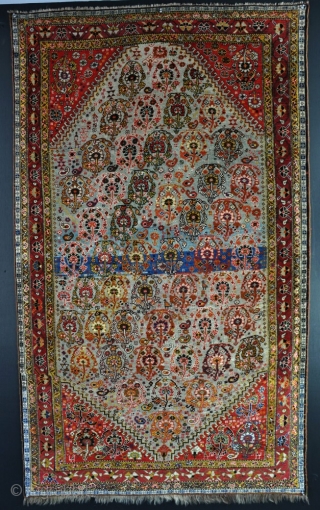 A finely made Qasgai rug on attractive and unusual sky blue ground, possibly partly silk wefted. Some slight red bleed on back, but in good condition, lots of pile. Late 19th century.  ...