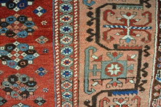 An antique Konya rug, woven in 2 halves, with some patches, losses to ends and a big hole. But mainly in good pile. All good dyes. Funky border! 1st half 19th century.  ...