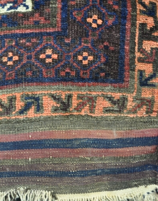 An antique Baluch prayer rug with shiny wool and good dyes in excelent condition, just  very slight local wear in one small area and some wear to one selvage. 160 x  ...