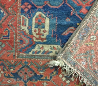 An antique all wool Kurdish rug with good dyes in full pile, just fraying on one end. Absolutly filthy! 30 minutes of vacuuming made no difference, hence VERY cheap price! late 19th  ...