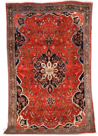 A top flight Halvai Bijar rug. With its velvet-like handle, intense dyes and masterful drawing, this piece exemplifies the weavings from the village of Halvai which is well known to have produced  ...
