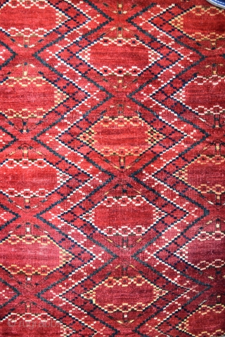 An antique Ersari Beshir chuval face with scarce Ikat design. Good natural dyes and honest original condition with traces of slight wear in places. An attractive piece with good age, suitable for  ...