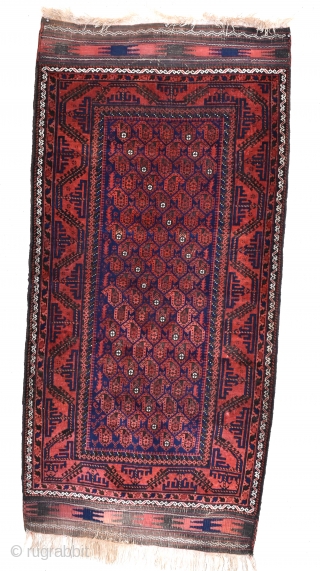 An antique Baluch rug, finely woven with good dyes. Even low pile, original kilim ends. Late 19th century. Not too expensive.            