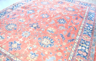 An Old 'Maples' Ushak carpet with soft dyes and allover design in good original condition., just slight wear in places and a few old moth nibbles. Now clean mothproofed and floor ready.
Circa  ...