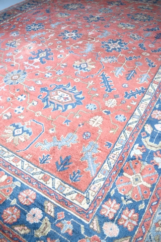 An Old 'Maples' Ushak carpet with soft dyes and allover design in good original condition., just slight wear in places and a few old moth nibbles. Now clean mothproofed and floor ready.
Circa  ...