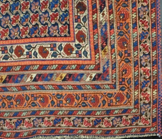 An antique Neriz (Sirjand) Afshar rug, late 19th century. Slight wear in places, very dusty, but pretty. 190 x 145 cm. Price includes shipping.         