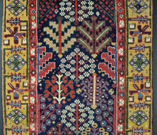 A very colourful Northwest Persian fragment, bottom border skilfully rewoven to make a useful little rug. Other that that, in very good condition. First half 19th century. 172x86cm     