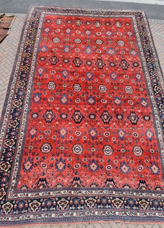 A massive antique Bijar carpet, all wool with Harshang design. Purchased at Libertys over 40 years ago and been in the same country house ever since. Good pile, original ends and sides,  ...