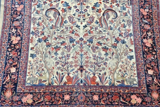 An antique Dabir type Kashan carpet. Even low pile allover, clean, no brittle areas or repairs. First quarter 20th century. 303x202cm            