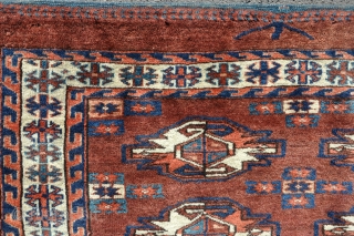 A fine antique yomud Chuval with very shiny wool and good dyes in near perfect condition, just needs a wash, complete with back. 19th century. Visit haliden.com for more offerings. Trade enquiries  ...