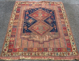 An antique Afshar rug, filth and corroded in places but still very attracttive. Very cheap! 19th century                