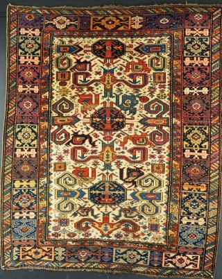 An antique Perepedil rug on rare ivory ground. Very finely made in good original condition with no repair. A bit of fuchine and a few faded pink highlights. very pretty. late 19th  ...
