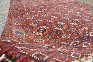 A good antique Tekke main. No bad dyes, finley made with good wool. One or two very small old repairs, but ontherwise in good original condition, washed and floor ready. 320x201cm  