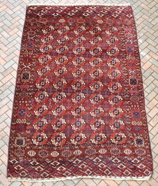 A good antique Tekke main. No bad dyes, finley made with good wool. One or two very small old repairs, but ontherwise in good original condition, washed and floor ready. 320x201cm  