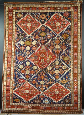 A very fine antique qasgai rug with beautiful wool and dyes. Mostly in good original condition, some minor restoration to sides, few small local repairs of high quality, good format and a  ...