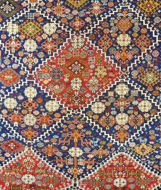 A very fine antique qasgai rug with beautiful wool and dyes. Mostly in good original condition, some minor restoration to sides, few small local repairs of high quality, good format and a  ...