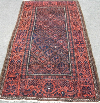 Antique Baluch rug with birds. Some have had 'ickle babies - how sweet!Good dyes. Selveges replaced in places, otherwise in decent condition. late 19th century. Freindly price.      
