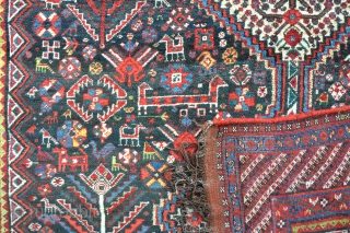 Old Khamseh main carpet in mint condition, good dyes no repair, pretty much full pile, finely made with all good dyes. Circa 1900          