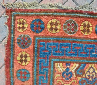 A good Khotan carpet with lovely fresh dyes and soft shiney wool, some wear, but easily fixable having its original selvages and kilim ends, virgin condition, unwashed and untouched. Fresh from the  ...