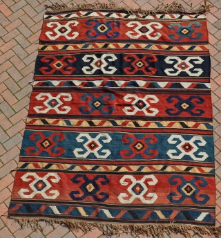 Antique Caucasian, Borjalu (?) Kilim in very good condition with organic dyes, Nice size. late 19th century. 239 x 182 cm            