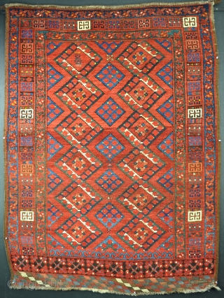 An antique Ersari Ensi with good wool and some silk pile. Good honest condition, no repairs, mainly in good pile, just slightly low in one or two places. Late 19th century.  