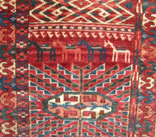 a Fine old Tekke main carpet with good dyes and shiney wool in mint condition with no repairs. Very crisp clean piece. 10x7. late 19th century.       