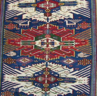 An antique Zejwa rug of good quality. A few synthetic highlights, but finely made with good wool. could use a clean and slight tidy up, but is in good pile. Circa 1900. 