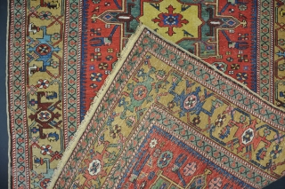 Antique Karaja small carpet. The best example of this well known type Ive seen, much bigger and finer than normal. White wefted with exceptional dyes. Some very small spots of foundation showing,  ...