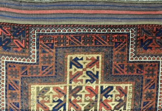 Finely woven Baluch double niche rug with shiny wool and good dyes. Late 19th century.132x70cm                  